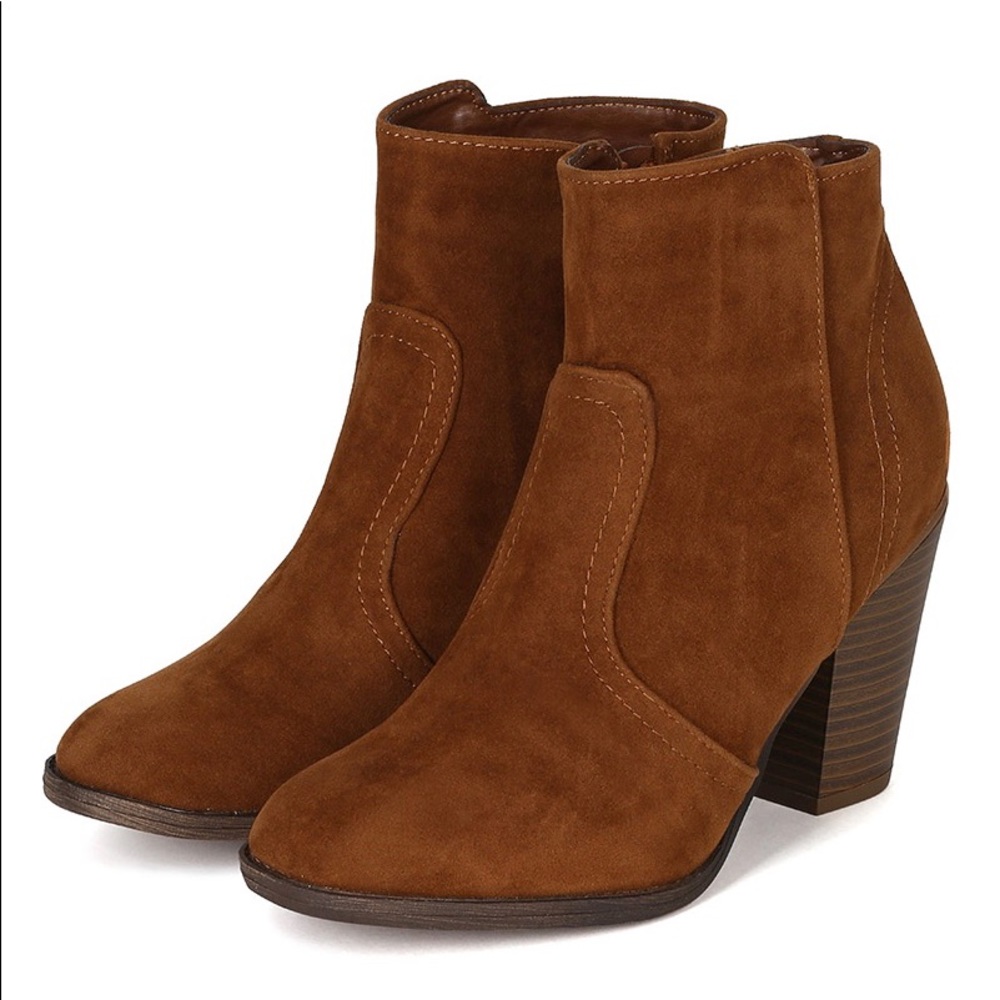 Faux suede chunky ankle booties
